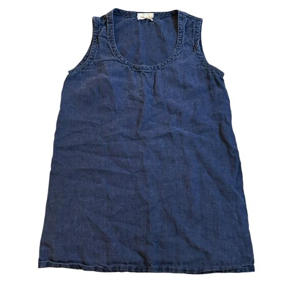 Linenbee 100% European Linen Blue Tunic Tank Size Small Lagenlook Minimalist - Picture 1 of 4